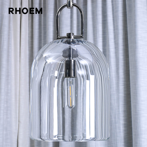 Luminaire suspendu RHOEM RH 5" 8" 10" en cristal artisanal et laiton massif, dimmable, certifié UL, 110V, hauteur réglable - Product Image 4