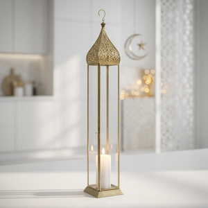Lanterne à bougie marocaine haute et étroite en forme de minaret pour la maison et les événements, décorations du Ramadan - Product Image 4