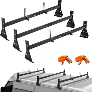 Universal Roof Ladder <strong>Rack</strong> for <strong>Van</strong> Adjustable Length 57''-65'' 3 Bars - Fit Chevy Express <strong>Vans</strong> 1996-Up 800LB Load-Capacity - Product Image 1