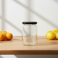 Runde Glasflaschen Einmachgläser für Honig, Eingelegtes, Marmelade, Lebensmittelaufbewahrung mit Rot-Gold-Schwarzen Drehverschlüssen