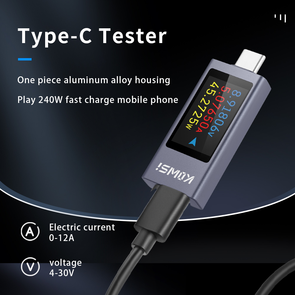 Tester per Misuratore di Potenza USB Monitor di Corrente e Tensione di Tipo C Multimetro Digitale USB DC4-30V Voltmetro Amperometro Tester per Misuratore di Potenza USB Monitor di Corrente e Tensione di Tipo C Multimetro Digitale USB DC4-30V Voltmetro Amperometro