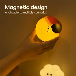 Lampe murale LED <span class=keywords><strong>rechargeable</strong></span> en silicone, veilleuse <span class=keywords><strong>lune</strong></span> pour bébé, intensité réglable, portable, mignonne, pour chambre d'enfant, décorative, à fixer - Product Image 6