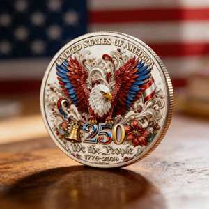 Moneda Conmemorativa Patriótica del 250 Aniversario de EE. UU. al por Mayor, Moneda Coleccionable 3D con Águila Calva y la Frase 'Nosotros <span class=keywords><strong>el</strong></span> Pueblo' - Product Image 5