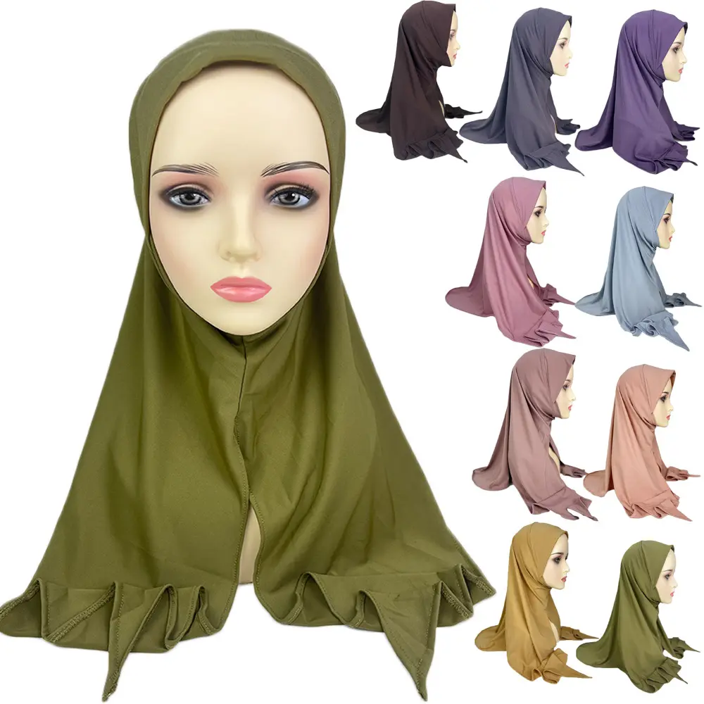 Best seller Solid color crystal hemp front split plain worn edge sunscreen hundred fashion lady Malay woman scarf Muslim hijab