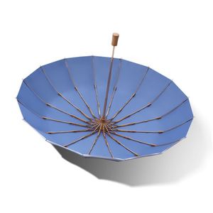 Parapluie pliant 3 volets en bambou avec logo personnalisé, 16 baleines, protection UPF50, revêtement argenté en titane, pour femme, idéal pour les voyages et la promotion de marque - Product Image 4