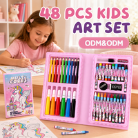 Ensemble de peinture pour enfants, ensemble de papeterie, ensemble d'art, kits de peinture pour enfants, fournitures d'art pour personnalisation, 48 pièces LT73401