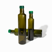 Bouteille en verre ronde de qualité alimentaire de 100ml 250ml 500ml 750ml 1L marasca vert pour la cuisson de l'huile d'olive et de coco vineger avec couvercle en plastique