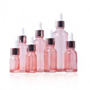 Custom 5ml 10ml 15ml 20ml 30ml 50ml 100ml Glass Oil Dropper <b>Bottle</b> <b>Pink</b> Glass Serum <b>Bottle</b> - Product Image 2