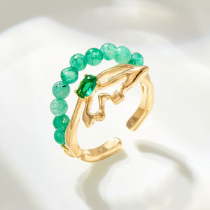 Butterfly Natural Stone Beaded Open <b>Ring</b> Adjustable Index <b>Finger</b> Jewelry Gift - Product Image 1