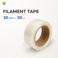 Ruban Adhésif en Fibre de Verre Renforcé 30mm x 50m, à Filament Croisé, Adhésif Robuste, Homologué 600V, Anti-Déchirure, pour Emballage de Meubles et Charges Lourdes