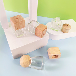 Pendentif de voiture en bois sur mesure, bouchon de flacon de parfum, flacon diffuseur d'huiles essentielles, bouchon en bois avec cordelette, verre, hêtre - Product Image 3