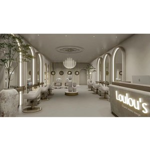 Aménagement intérieur de salon de coiffure, rénovation complète sur mesure de salon de beauté commercial, décoration moderne, luxueuse et minimaliste pour salon de coiffure - Product Image 1