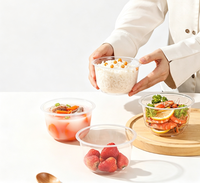 Boîte d'emballage alimentaire jetable transparente en PP de qualité alimentaire pour micro-ondes Bingo, avec couvercle, forme ronde
