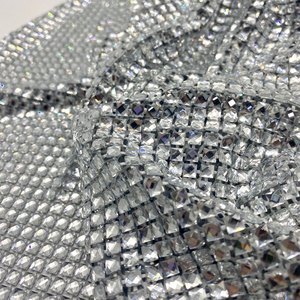 Haute Tinh Thể Căng Đàn Hồi 3D Kim Cương Rhinestone Kim Cương Vuông Kim Cương Rhinestone Đính Cườm Lưới Cá Lưới Vải - Product Image 2