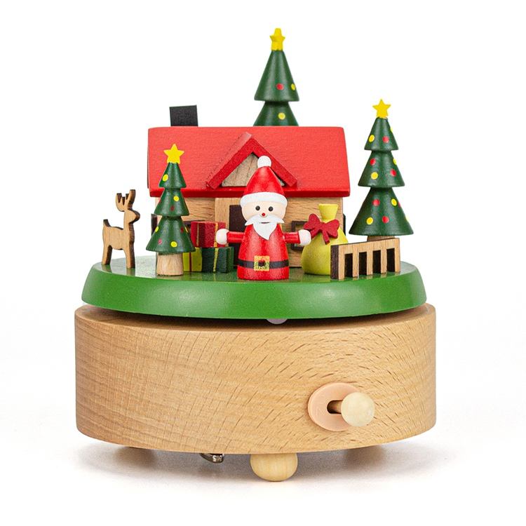 กล่องดนตรีไม้52705807ลายคริสต์มาสทรงกลม