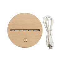 Base de lampe ronde en bois à batterie rechargeable Support de veilleuse Base de lumière LED à intensité variable pour affichage en acrylique