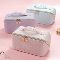 Grande trousse de maquillage matelassée, organiseur de cosmétiques portable, pochette imperméable avec poignée