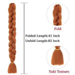 Extensions per capelli sintetici all'ingrosso da fabbrica, <span class=keywords><strong>treccine</strong></span> all'uncinetto, 82'' 165g, fibra sintetica premium, trama singola Yaki - Product Image 3
