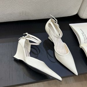 New Styles Elegant Lady Ankle Strap Pointed Toe <b>Red</b> Wedge <b>Heels</b> for <b>Women</b> - Product Image 5