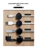Organisateur de câbles portable magnétique détachable à base rotative à 360°, noir et blanc, 6 pièces/sac, support universel pour câbles pour cuisine et bureau