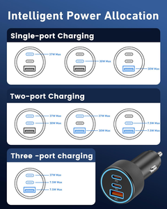 <span class=keywords><strong>Cargador</strong></span> de Coche USB-C de 3 Puertos y <span class=keywords><strong>67W</strong></span>, Doble USB-C y USB-A, Carga Rápida PD/QC, Encendedor de Cigarrillos para 17 Dispositivos y Auriculares - Product Image 5