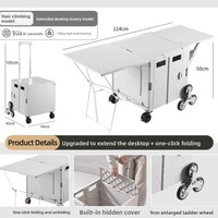 Chariot de camping pliable en plastique HAODEYI LY55 avec table intégrée, poignée télescopique extensible pour le transport de marchandises