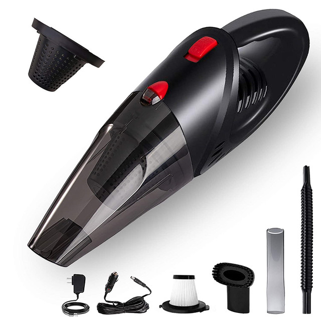 High Power 106W DC 12V Portable Handheld Wet Dry Car Vacuum Cleaner 6000 Pa Suction Cigarette Lighter Plug for Car Interior