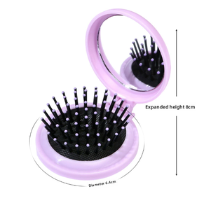 1 Peigne à cheveux de petite taille avec miroir pliant, peigne de massage pliable portable pour voyage, brosse à cheveux pour femmes et filles, outils de coiffure - Product Image 1