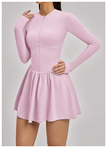 Conjunto de Falda de Tenis Personalizada con Cierre de Cremallera y Mangas Largas con Pantalones Cortos para Mujer, Vestido Deportivo de Una Pieza con Bolsillo Lateral para Teléfono para Gimnasio y Fitness - Product Image 5