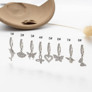 2023 नई स्टेनलेस स्टील तितली डिजाइन 1.6x10mm रिवर्स क्लिकर पेट/नाभि रिंग cz आकर्षण खतरनाक शरीर भेदी - Product Image 2