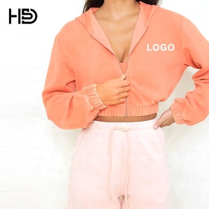 Sudadera con capucha y estampado en blanco Y2k con cremallera corta lisa y bordado de rizo francés con logotipo personalizado, <span class=keywords><strong>conjunto</strong></span> de dos piezas para <span class=keywords><strong>mujer</strong></span> - Product Image 2