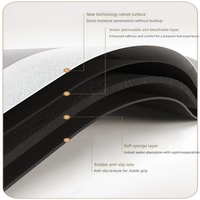 Tapis de salle de bain ovale carré antidérapant absorbant l'eau durable en velours cristal avec base en caoutchouc pour salle de bain, douche, entrée et maison