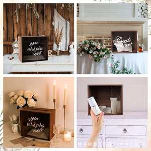 Customized Creative Retro <b>Wedding</b> <b>Card</b> Storage <b>Box</b> Square Wooden Acrylic Transparent Cover For Souvenirs - Product Image 3