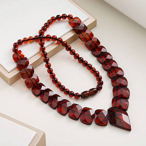 Collar Religioso de Ámbar Báltico Natural Naranja Atardecer de 20g y 49cm con Cuentas Planas Elásticas Tipo Rondelle y Cuerda Decorativa, Regalo - Product Image 3