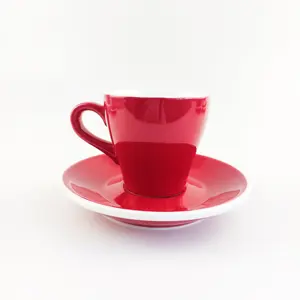 定制标志纯白色陶瓷卡布奇诺咖啡咖啡杯和茶碟