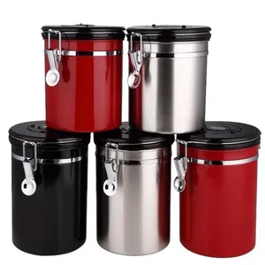 Stainless Steel Airtight Sealed Canister Coffee Flour Sugar Container Holder Can Storage Bottles Jars Coffee Bean Storage Tank
