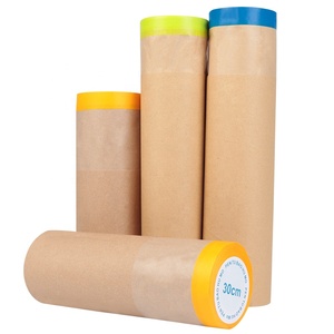 UJANG Eco-Friendly Pre Taped Kraft <strong>Masking</strong> <strong>Paper</strong> for Automotive Painting Car Construction Surface Protection Kraft <strong>Paper</strong> Film - Product Image 1