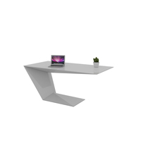 En bois brillant L forme Smart Home Style nordique rose et blanc couleur moderne exécutif PDG ordinateur bureau complet