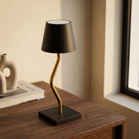 Lampe de table LED décorative sans fil à piles avec variateur tactile, design incurvé en S, idéale pour hôtels, chambres et restaurants