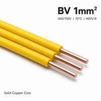 Fil de construction 1mm BV, monoconducteur, cuivre massif, isolé PVC, 300-500V, câble de câblage domestique IEC 60227