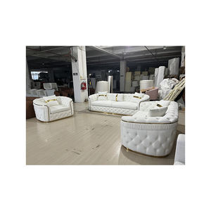 ชุดโซฟาสีขาวแบบหรูหราสไตล์ยุโรปมีกระดุมผ้ากำมะหยี่ขาสีโรสโกลด์ประดับด้วยกระดุมผ้ากำมะหยี่ - Product Image 4