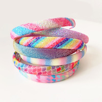 Bandeaux scintillants pour femmes et filles, imprimé de cœur, mignon, brillant, scintillants, coloré, arc-en-ciel, accessoires pour cheveux, nouvelle collection