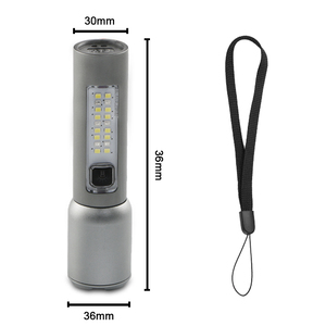 Lampes de poche rétractables de haute qualité pour l'extérieur, rechargeables, avec lumière latérale rouge d'avertissement SMD, longue portée, en alliage d'aluminium, type C - Product Image 6
