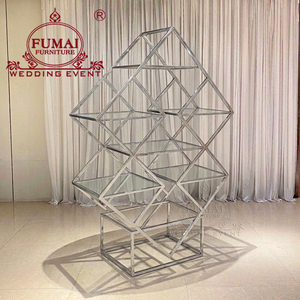 ชั้นวางไวน์กรอบสแตนเลสสีทองสำหรับตกแต่งงานแต่งงาน - Product Image 4