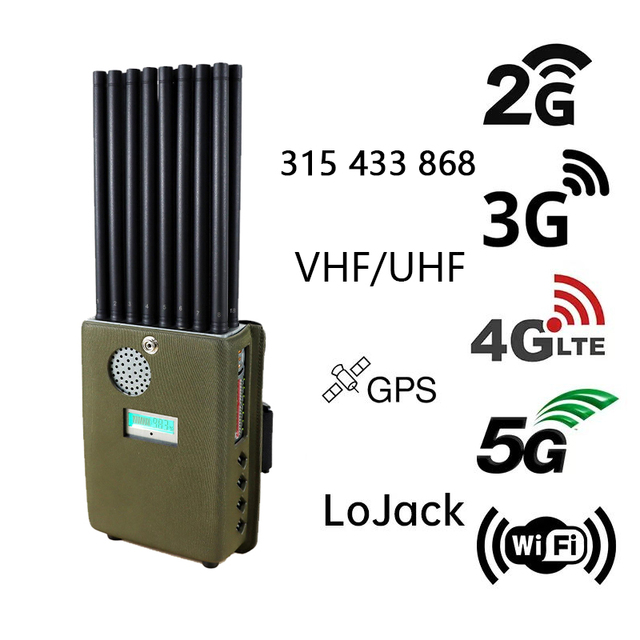 N18 Portable 18 Antennas 2G 3G 4G 5G GPS WIFI LOJACK 315MHz 433MHz 868MHz Signal Inhibitor With LCD display