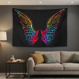 Tapiz Psicodélico Bohemio con Alas de Ángel, Estampado Hippie, 100% Algodón, Tamaño Queen, Personalizable, para Colgar en la Pared - Product Image 4