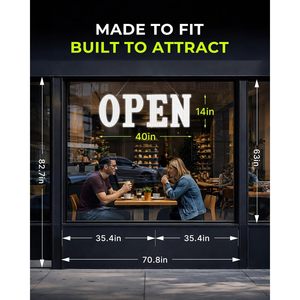 Open <b>Sign</b> 40x14 Inch Extra Bright <b>Led</b> Business <b>Sign</b> High Visibility Aluminum White Light Steady Operation For Cafe Restaurant - Product Image 2