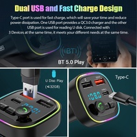 Chargeur USB rapide QC3.0 type-c EQ Bluetooth kit d'appel mains libres Bluetooth modulateur Audio sans fil transmetteur fm lecteur mp3 de voiture