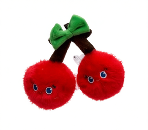 Ornamento Natalizio a Forma di Ciliegia in Peluche 10Cm, Decorazione Morbida in Finta Pelliccia Stile Cartone Animato - Product Image 1
