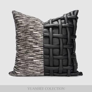 Coussin de taille en cuir tressé Yuanhee, combinaison de coussins pour le salon, canapé, lit, décoration, housse de coussin - Product Image 4